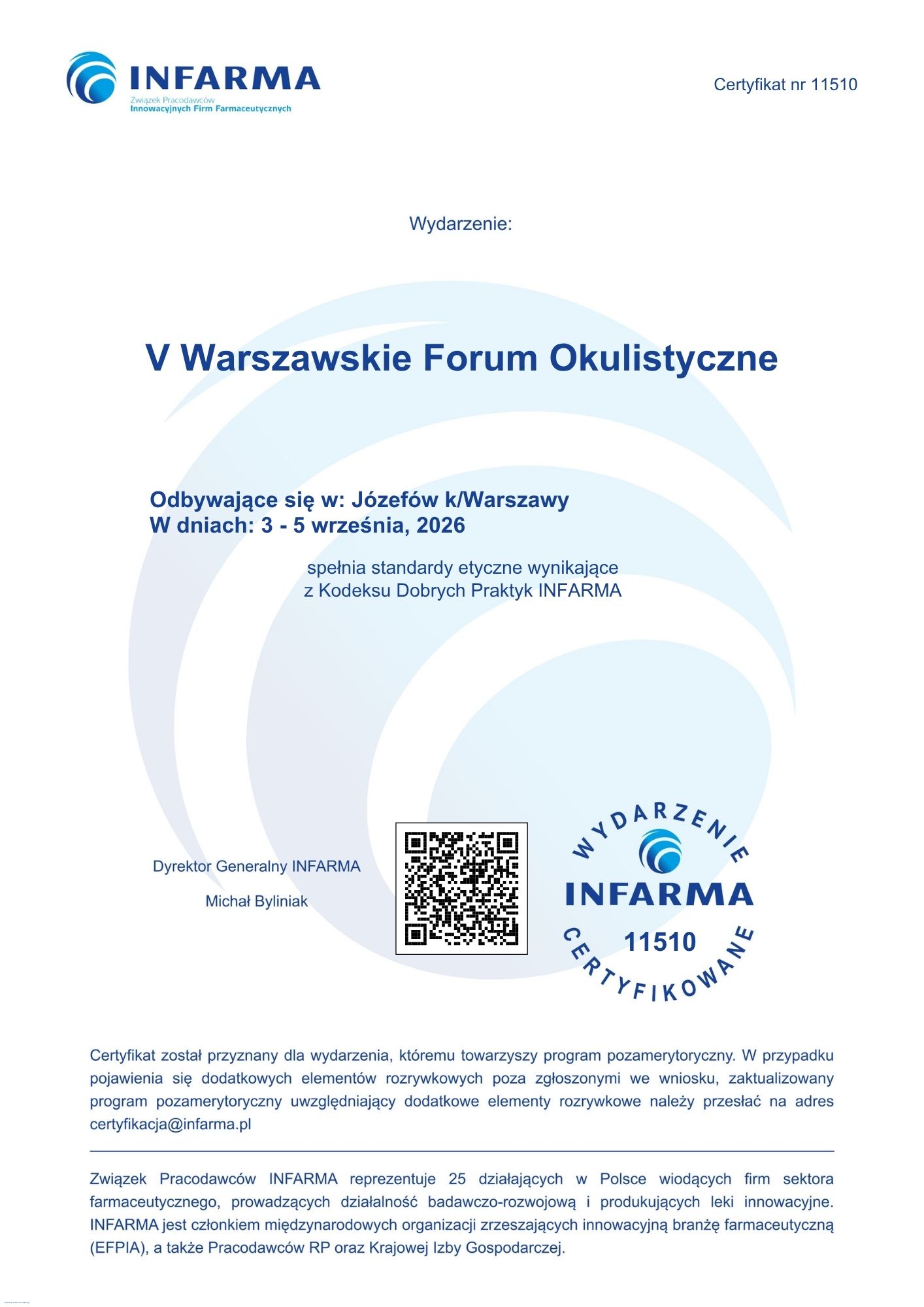 Certyfikat INFARMA